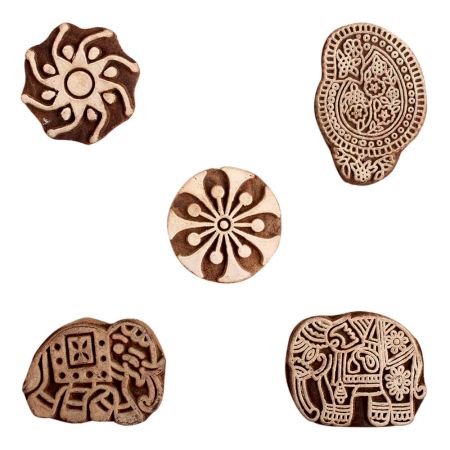 Set of 5 Piece New Mix Wooden Printing Block